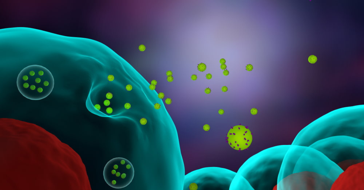 3d-illustration-of-cells-releasing-exosomes