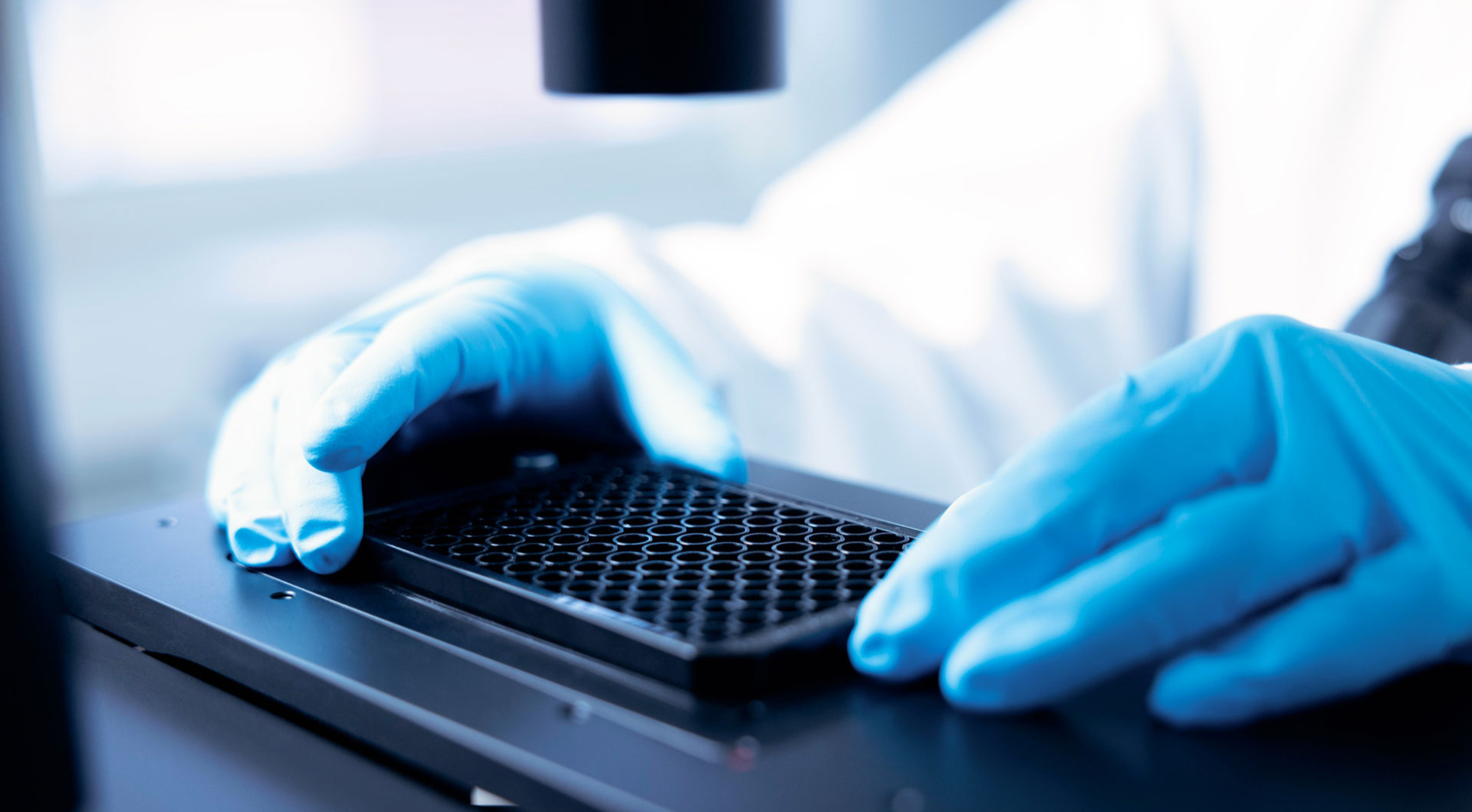 MicroPlate being adjusted to the deck unit for high-throughput measurements.