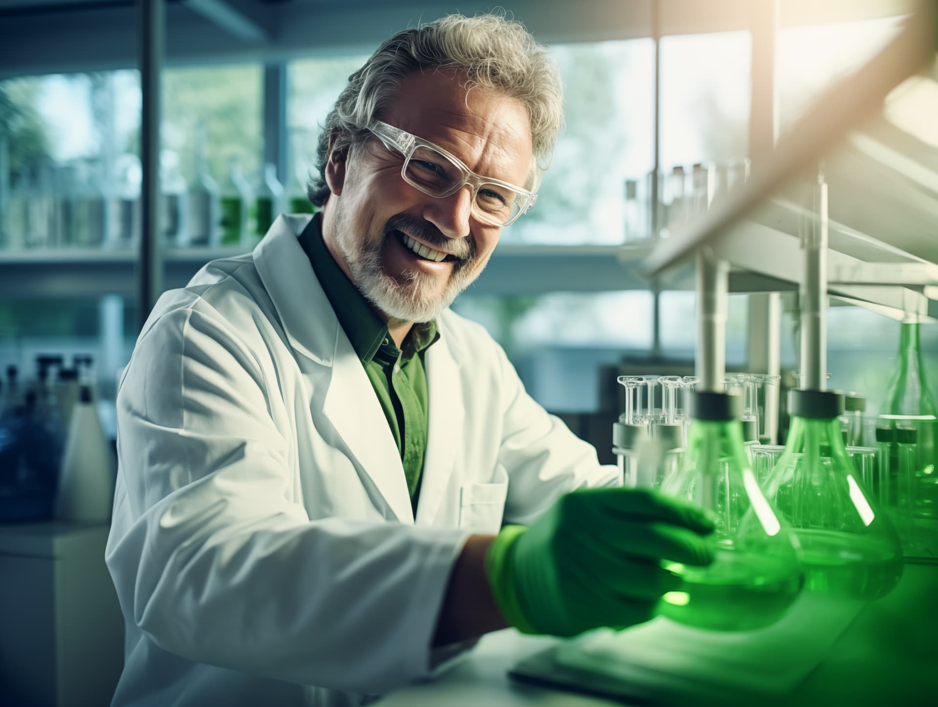 Picture of a scientist in a laboratory smiling.